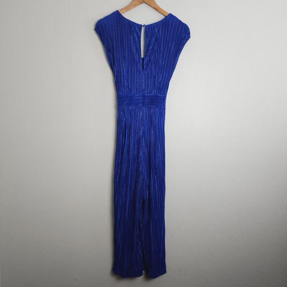 Maeve Anthropologie Sonata Blue Pleated One Piece Wide Leg Jumpsuit - Picture 11 of 12